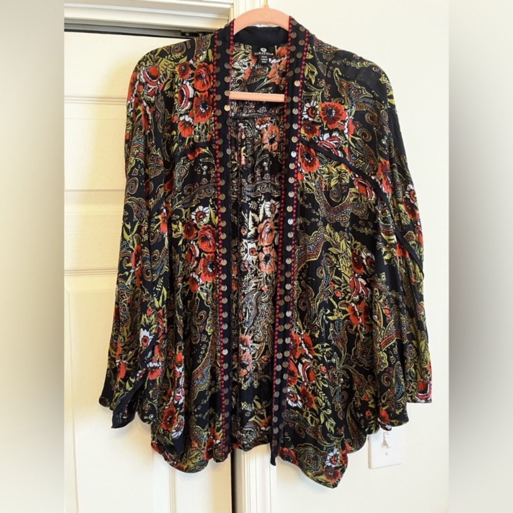 Boho Floral Paisley Kimono Cardigan Festival Cottagecore XS/S